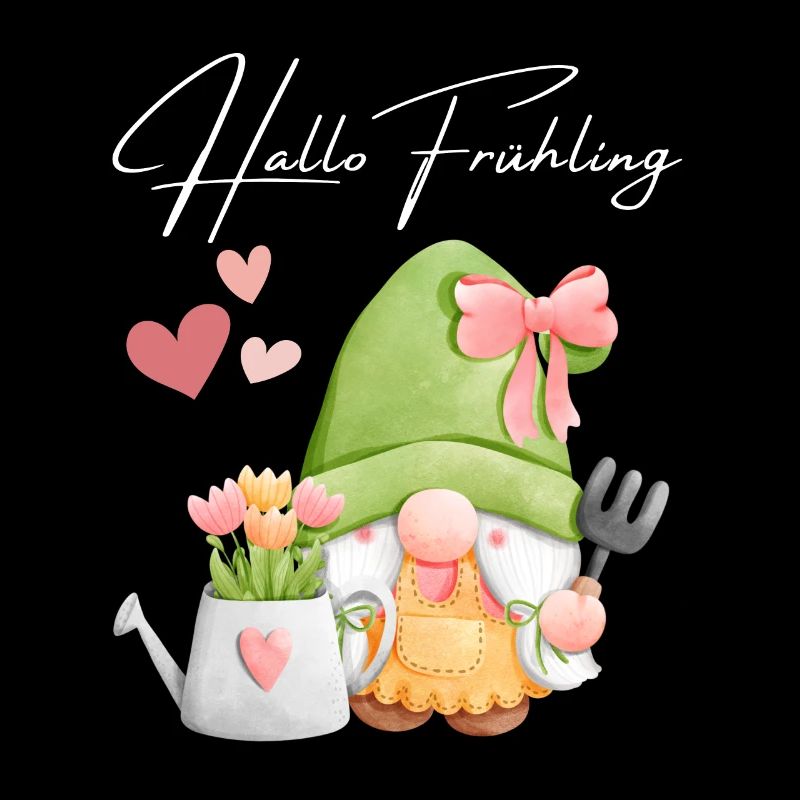 Nain de jardinier avec des tulipes - Hello Spring