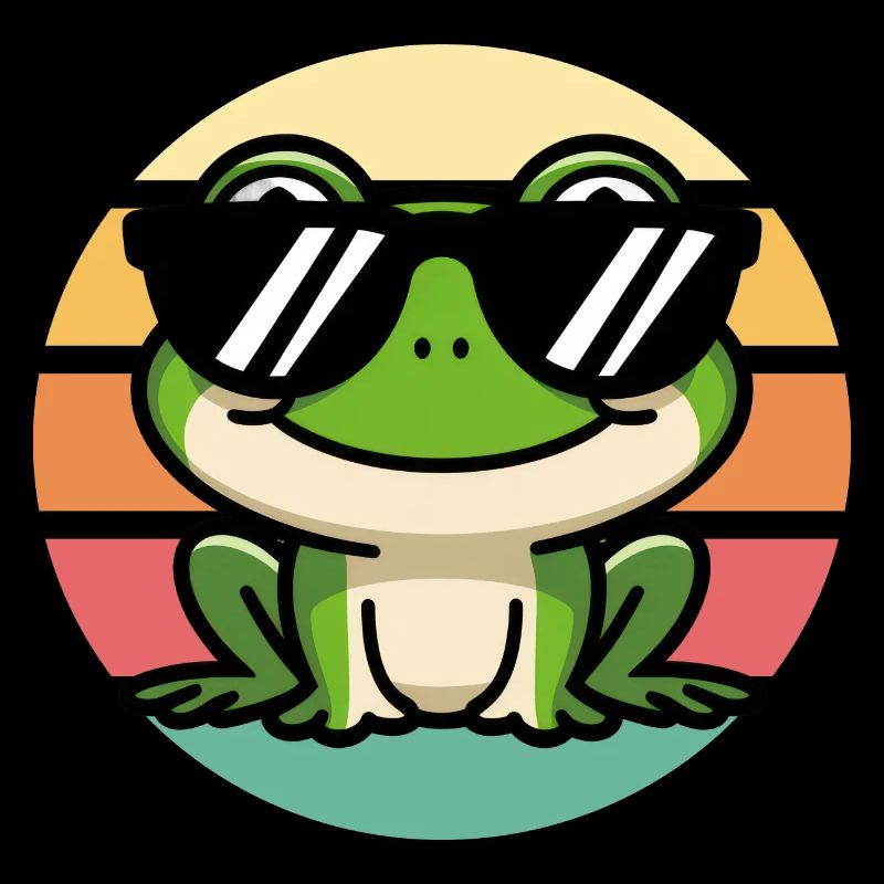 Cool Frog With Sunglasses Vintage Sunset