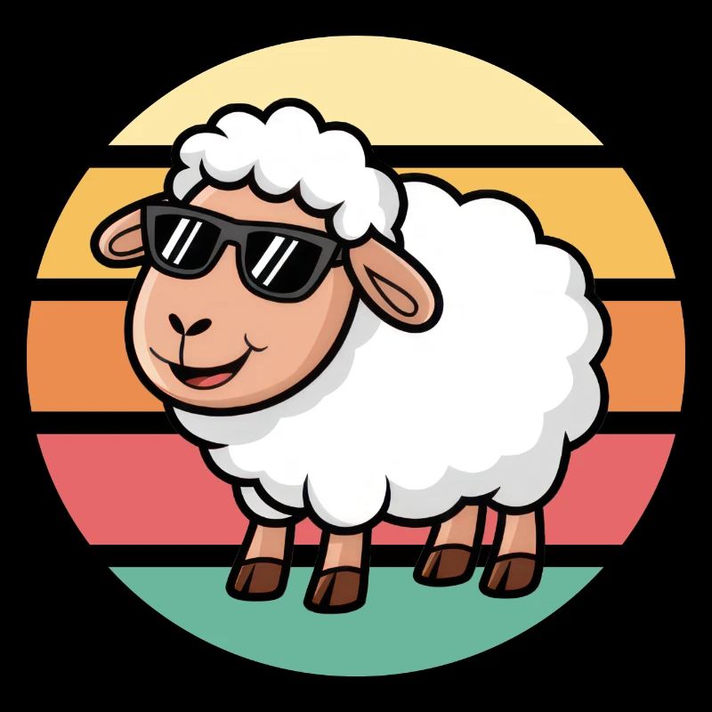Cool Mouton Avec Lunettes De Soleil Vintage Coucher De Soleil