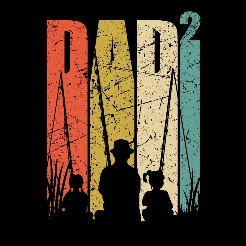 Father two daughters double dad gift angler