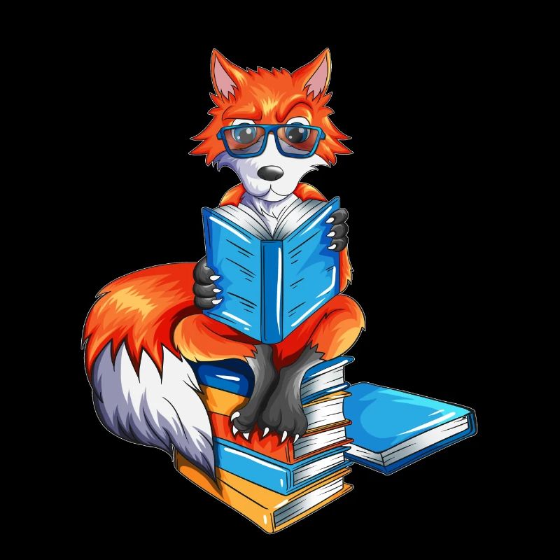 Fuchs Nerd Bücher lesen Leseratte Bibliothek Buch