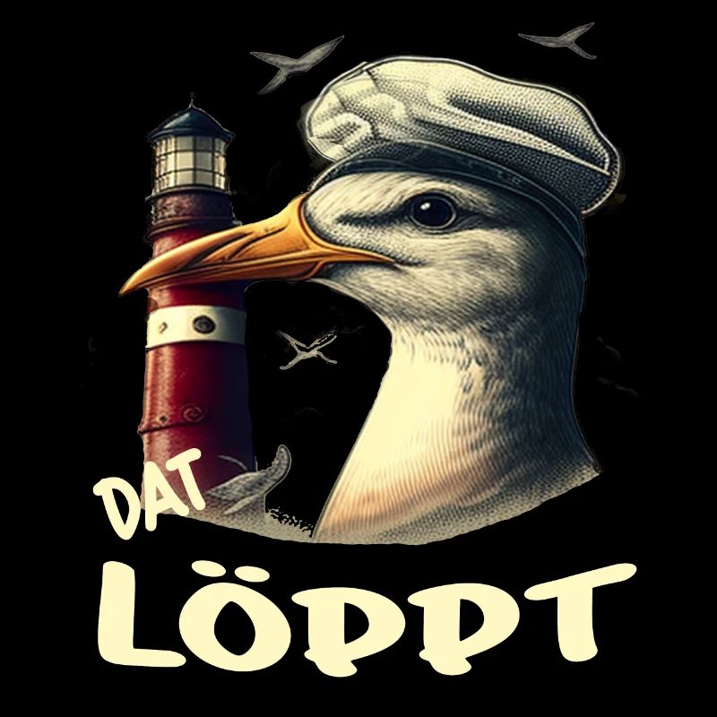 Dat Löppt Möwe Leuchtturm Meer Plattdeutsch Norden