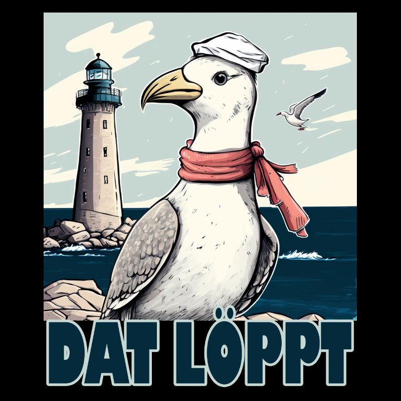 Dat Löppt Möwe Leuchtturm Meer Plattdeutsch Norden