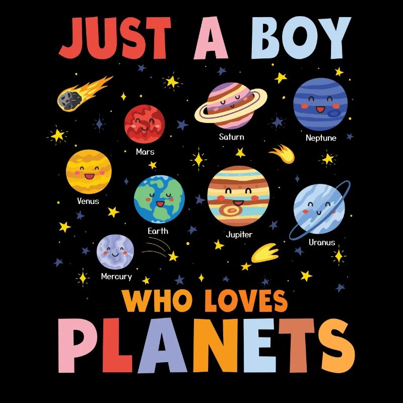 Nur ein Junge, der das Sonnensystem der Planeten liebt