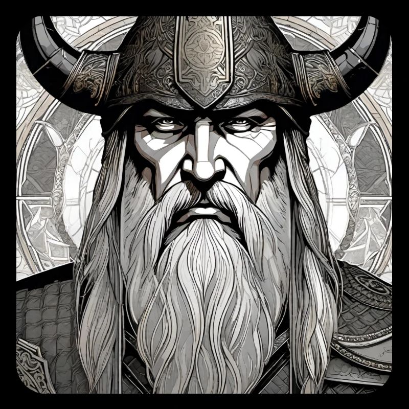 Stolzer Wikinger mit Hörner Helm