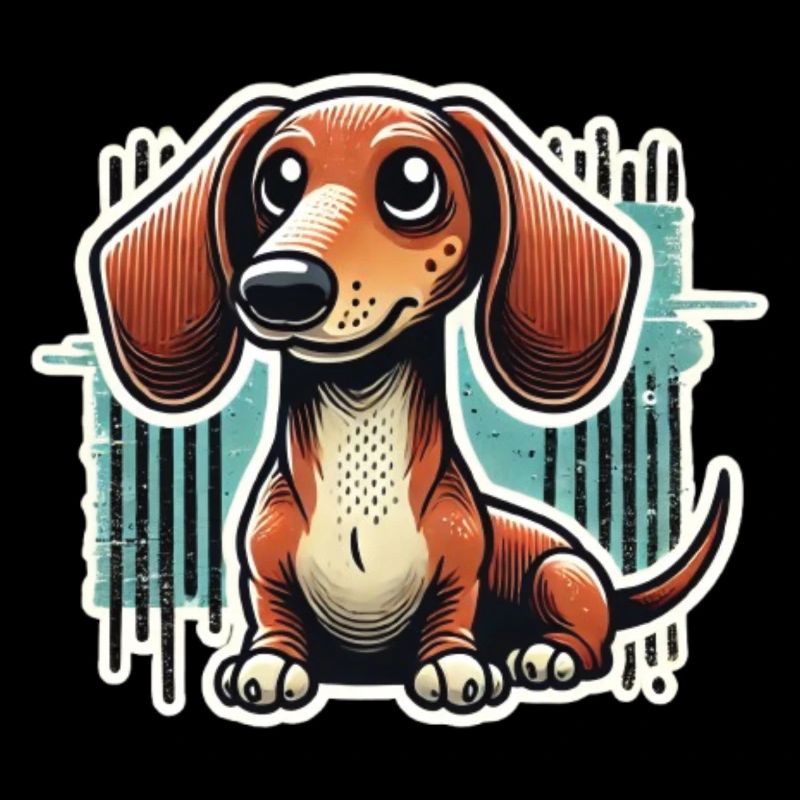 Süßer Dackel Comic Stil Teckel Hund