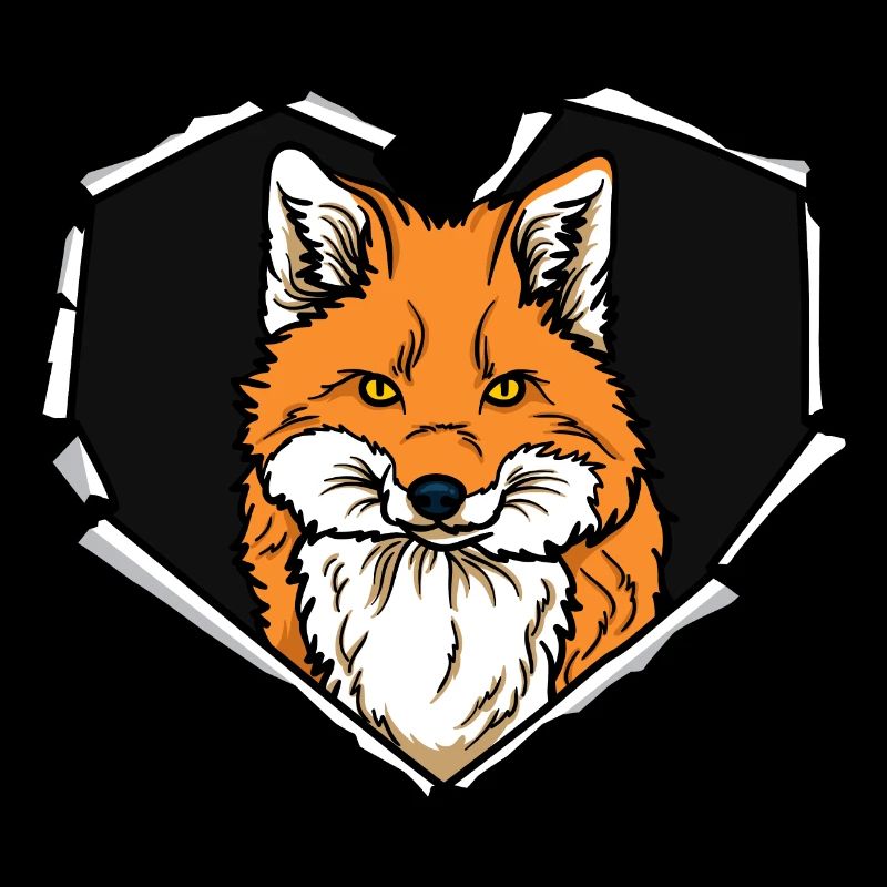 Fox Crack Torn Hole Heart Fox Face