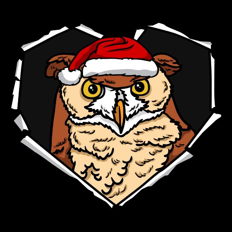 Cracked owl face with Christmas cap hole