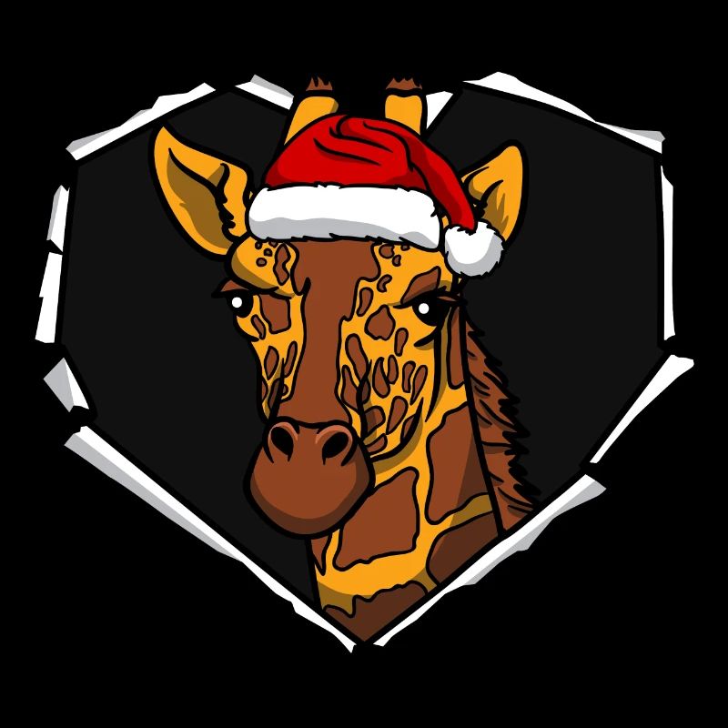 Crack giraffe with Christmas cap hole