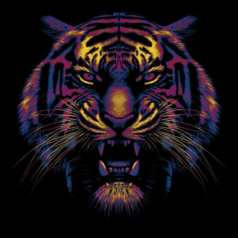 Tête de tigre colorée