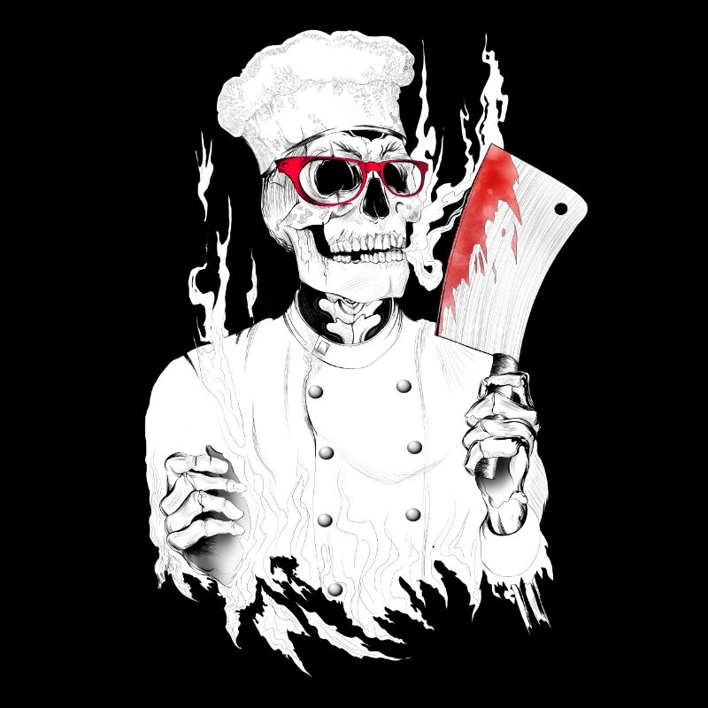 Chef tueur avec des lunettes rouges killer chef