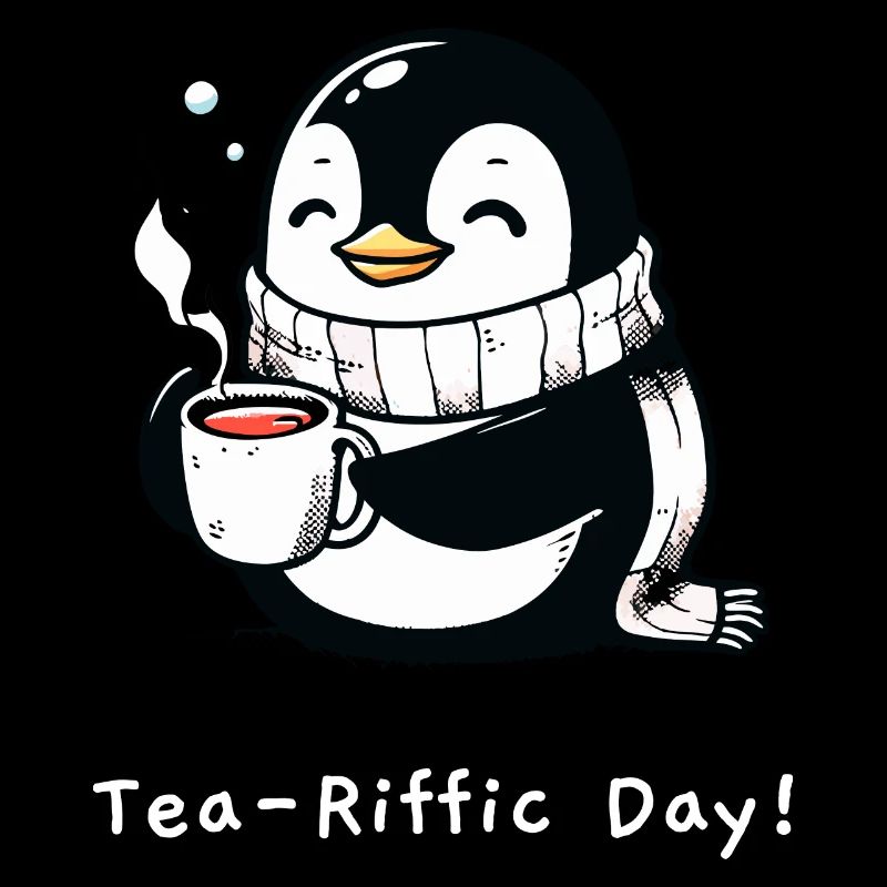 Pinguin mit Tee Spruch