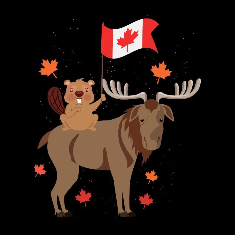 Fête du Canada avec cadeau du castor et de l'orignal