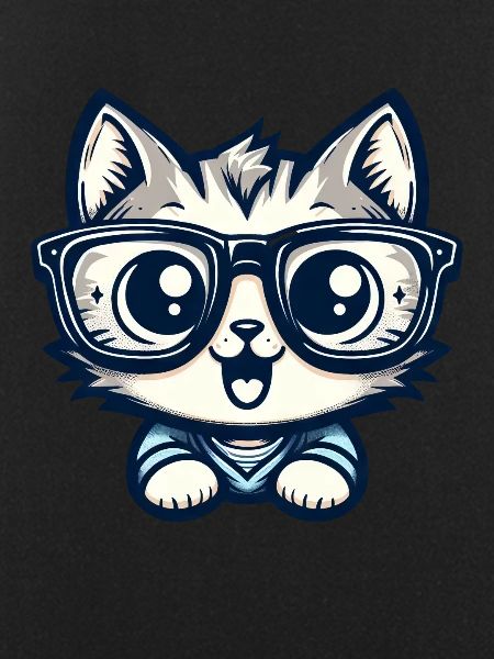 Niedliche Comic-Katze mit Nerd-Brille