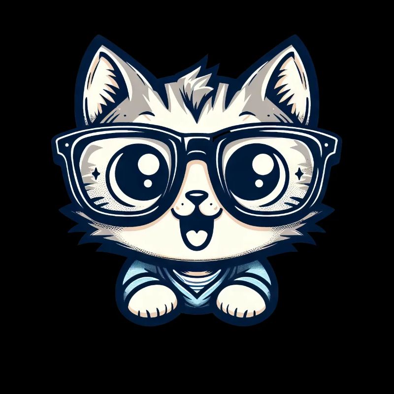 Niedliche Comic-Katze mit Nerd-Brille