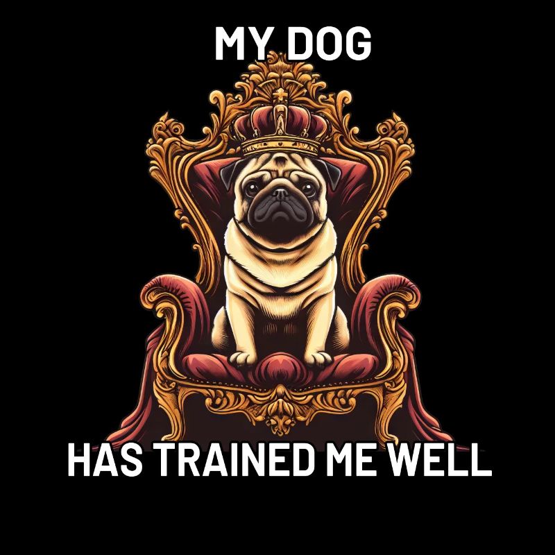 Dog Pug on Throne Dog Master