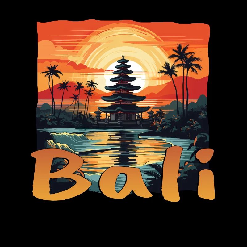 Idylle de pagode au coucher du soleil à Bali