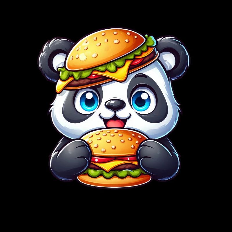 Whimsical Panda Hamburger Fast Food Cheeseburger