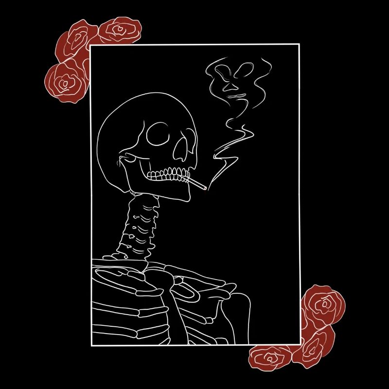 Fumer un squelette avec des roses | Mort cachée