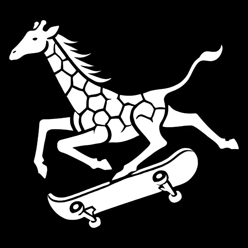 Giraffe Skateboard Skater Silhouette Minimalist