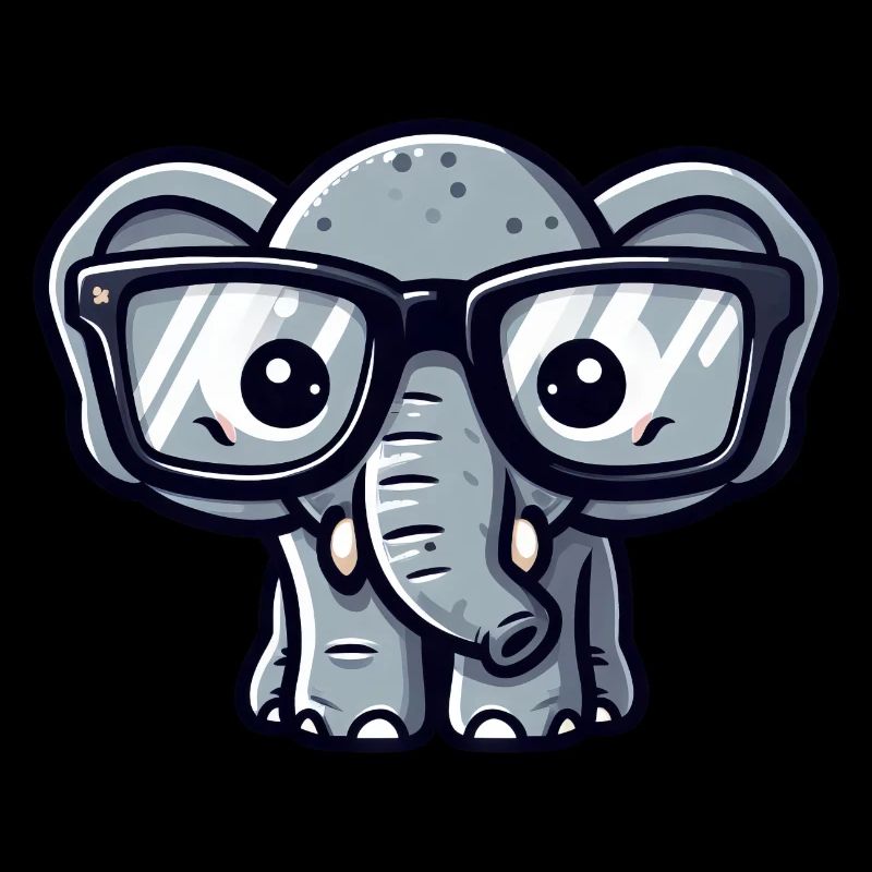 Nerd-Elefant mit Brille