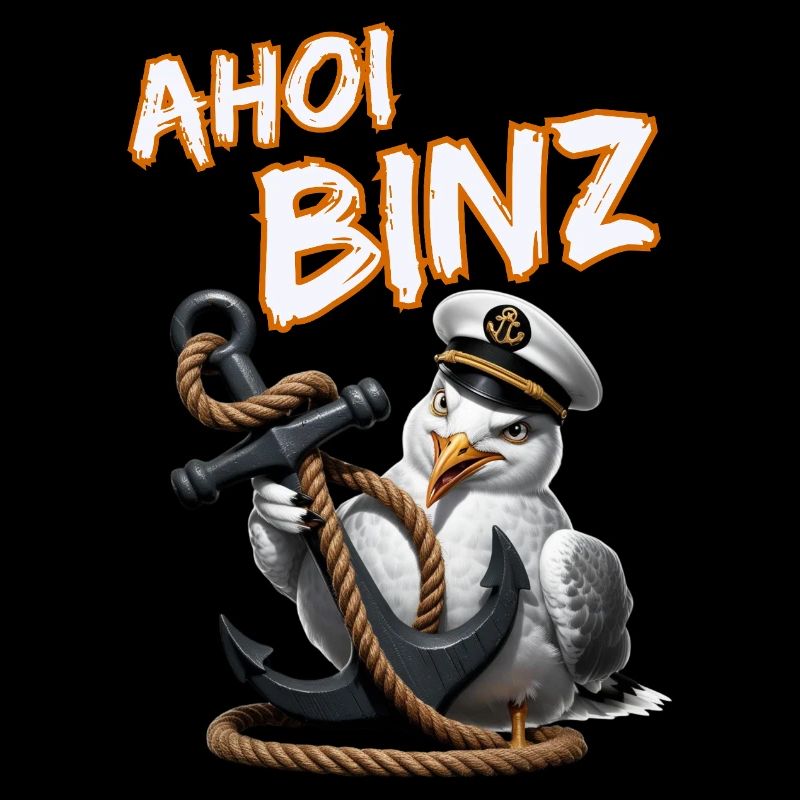 Ahoi Binz ! lustige Möwe mit Anker