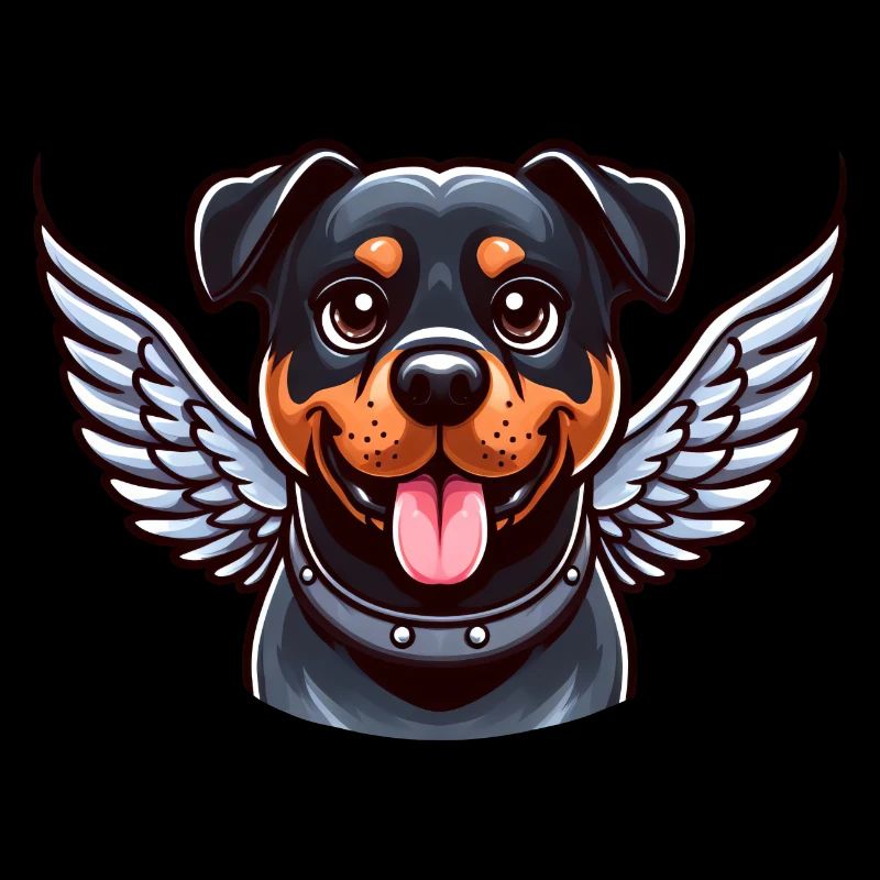 Rottweiler mignon - Ange avec des ailes dans le