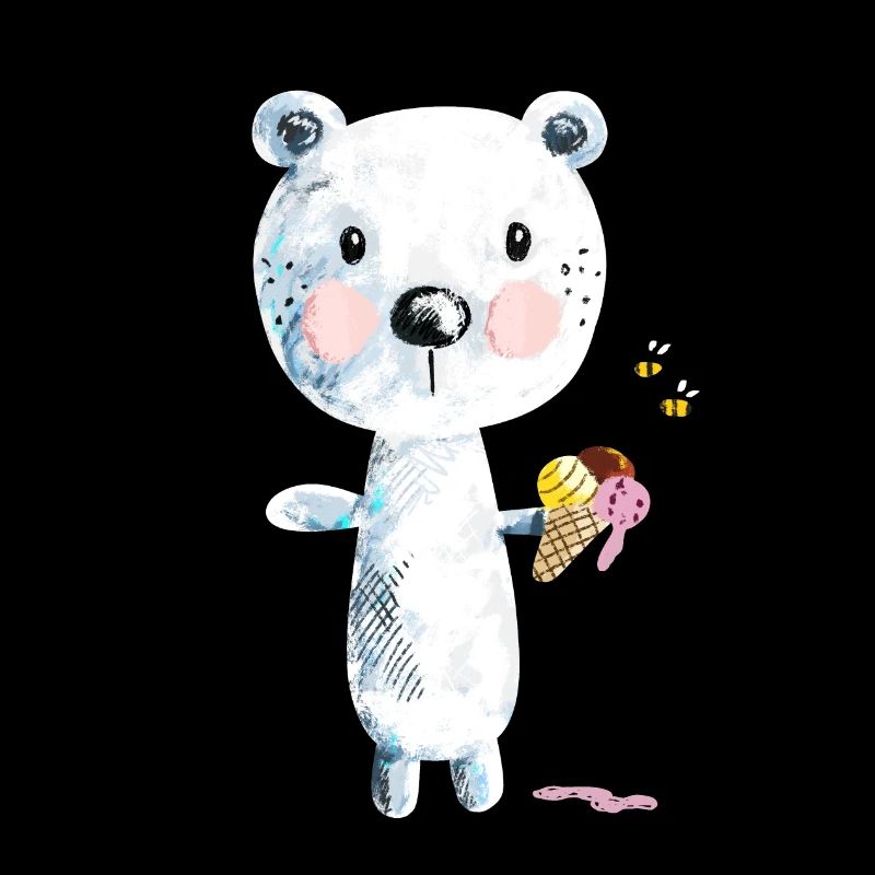 Ours polaire mignon avec la crème glacée et les abeilles Comic