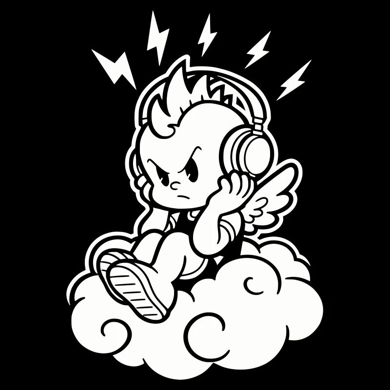 Punk Engel – Cherub mit Kopfhörern