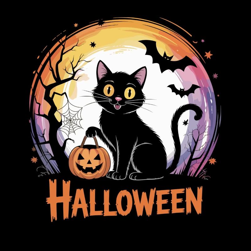 Chat noir mignon pour Halloween