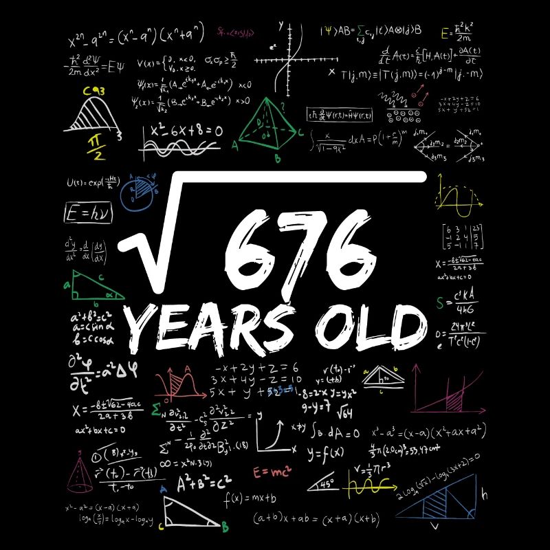 Square Root of 676 26TH Funny Math Birthday