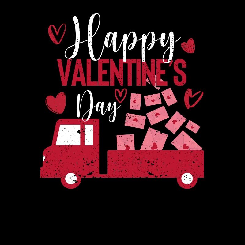 Joyeuse Saint-Valentin Camion rouge avec courrier postal