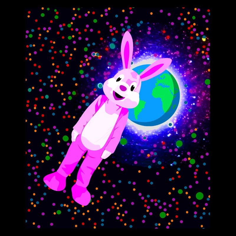 Pink rabbit in space