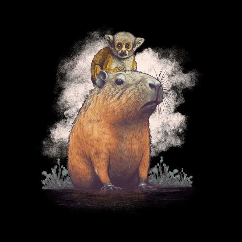 Capybara with monkeys