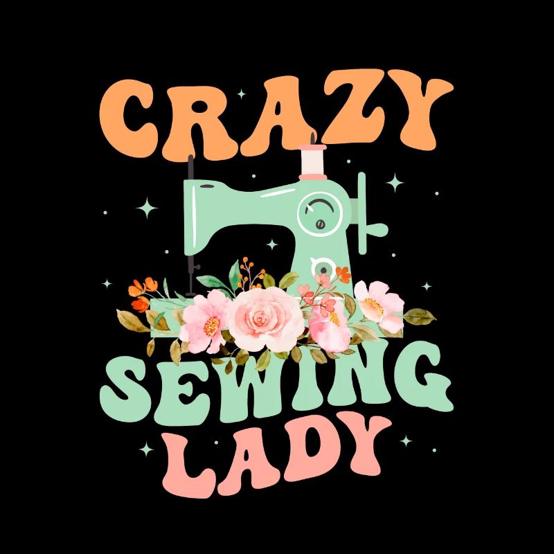 Crazy Sewing Lady Sewing Machine Crafting