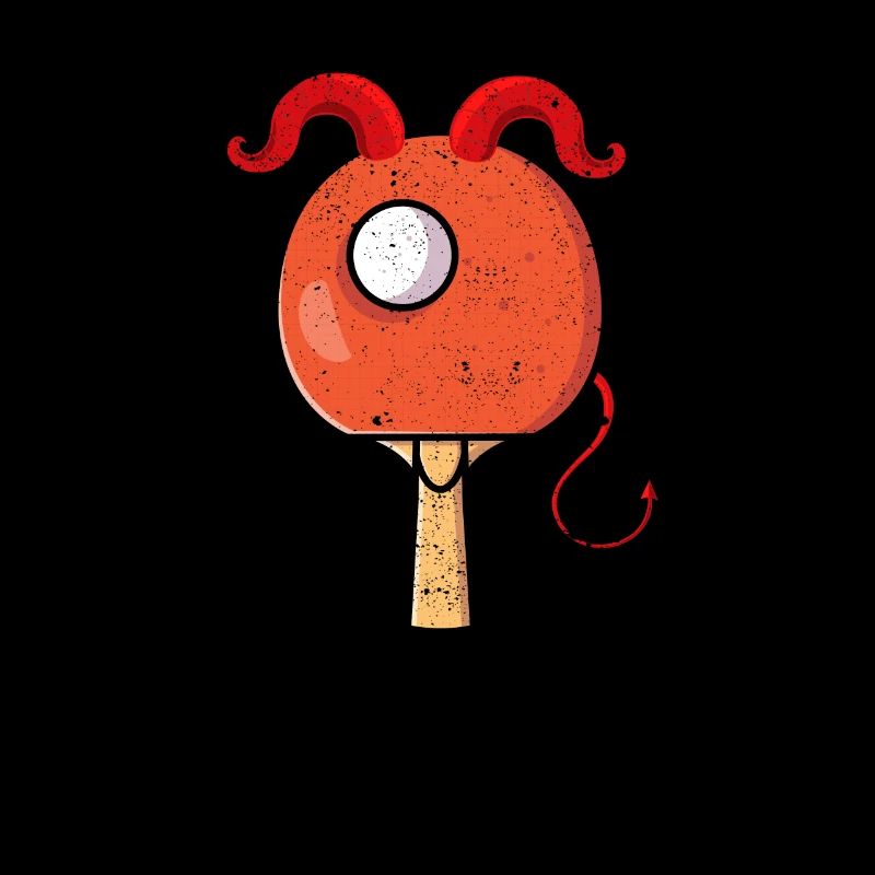 Ping Pong Devil Paddle Red Horns Funny