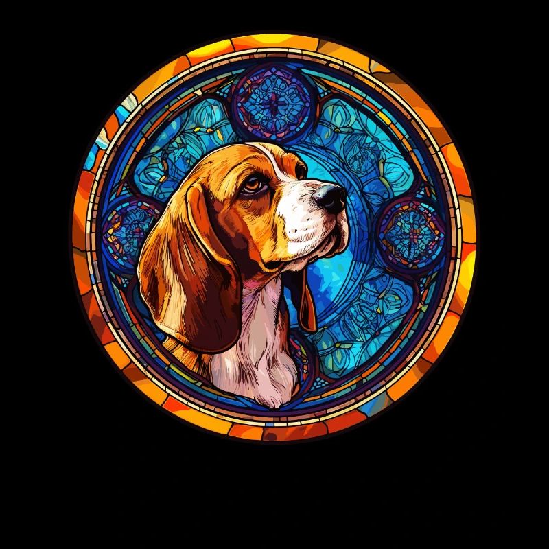 Art du vitrail - Beagle coloré élégant