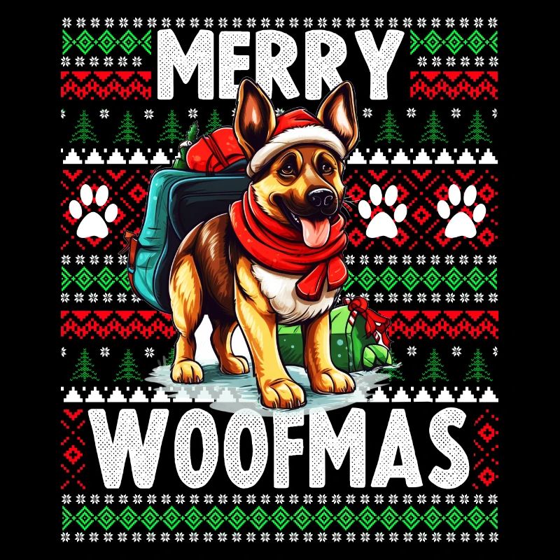 Noël amoureux des chiens - Pull de Noël moche Germa
