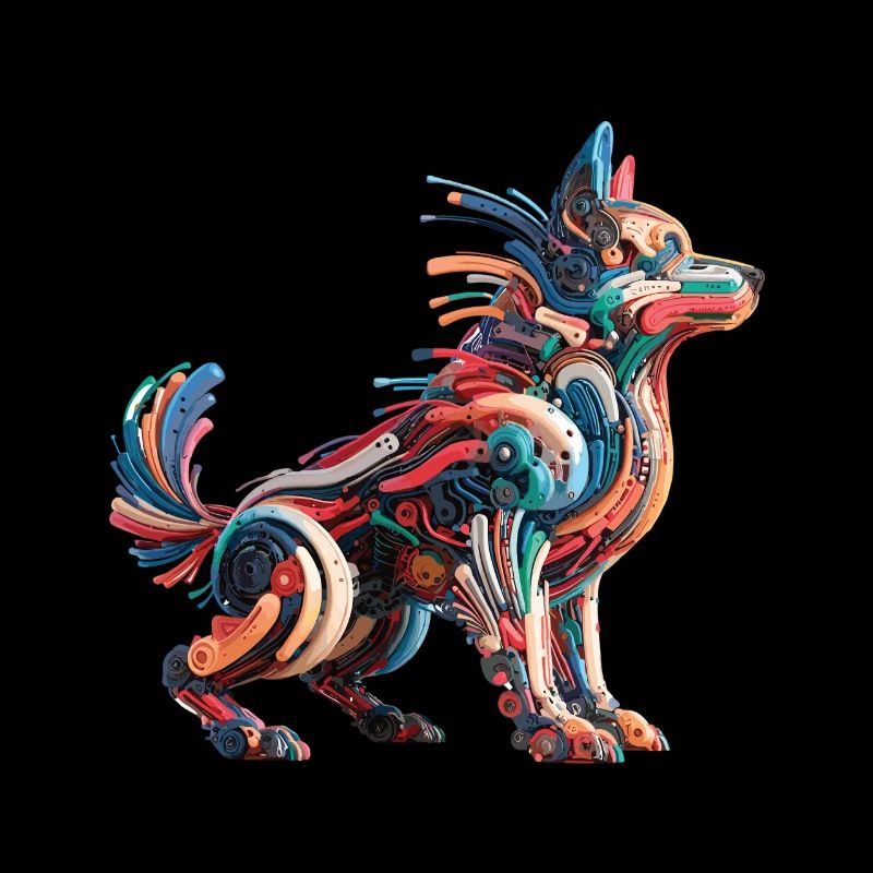 Chien Robot Abstrait Coloré