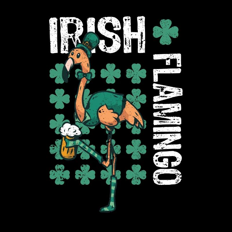 Flamant rose irlandais oiseau vert Saint-Patrick