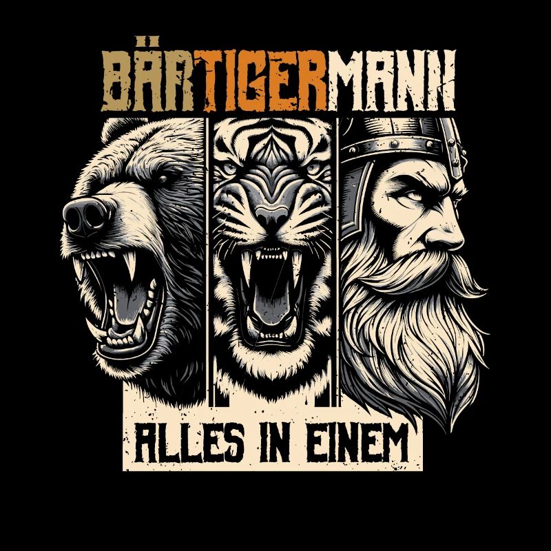 Bärtigermann Bär Tiger Mann Geschenk Bart