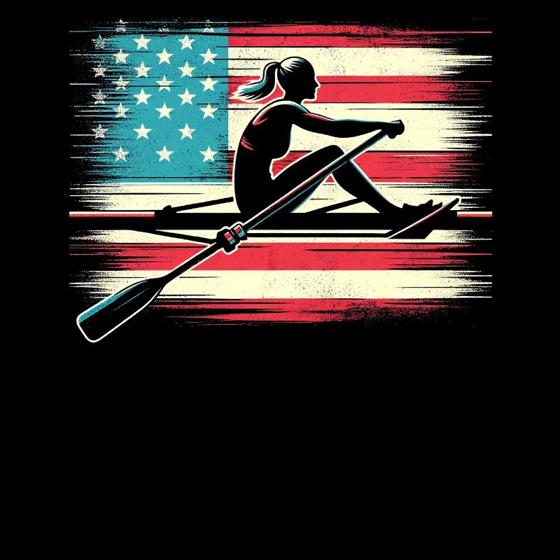 Rowing patriot with US flag
