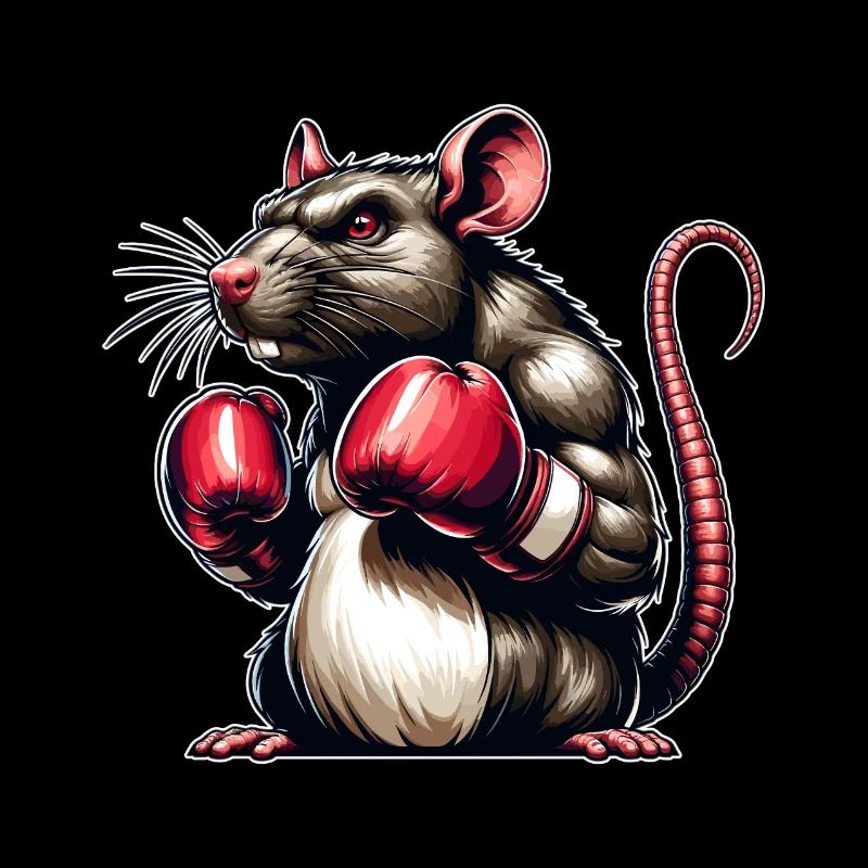 Ratte mit Boxhandschuhen, Ratten-Boxer