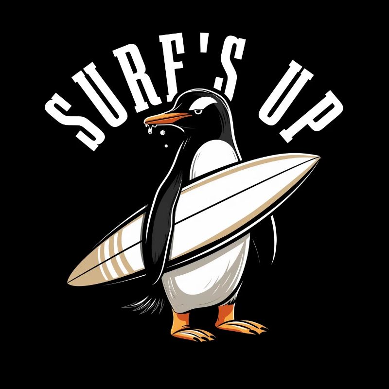 Pingouin Surf Surfer Funny Gift