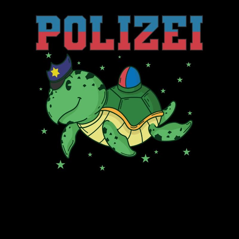 Polizei Schildkröte mit Polizeimütze und als Auto
