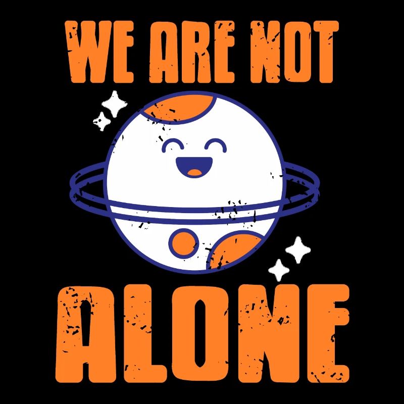 We Are Not Alone Retro Vintage Space Planets