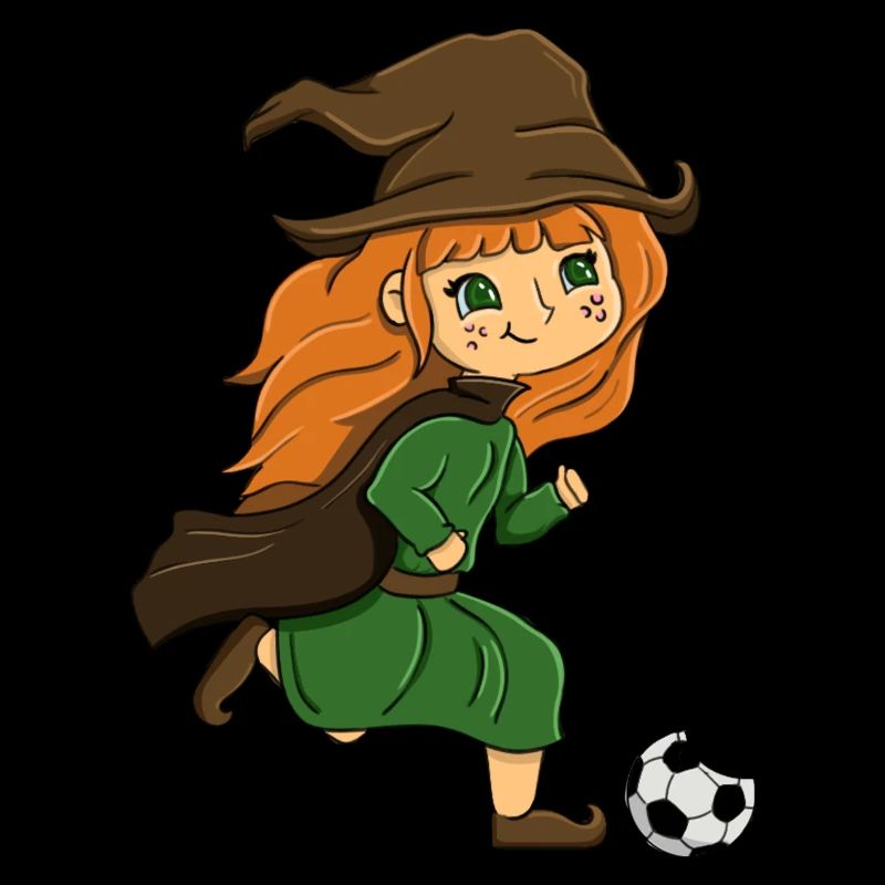 Cute Witch Playing Soccer
