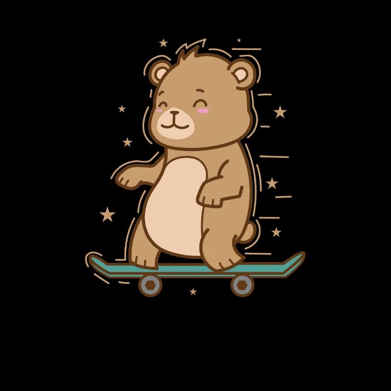 Bear rides on a skateboard forest animal