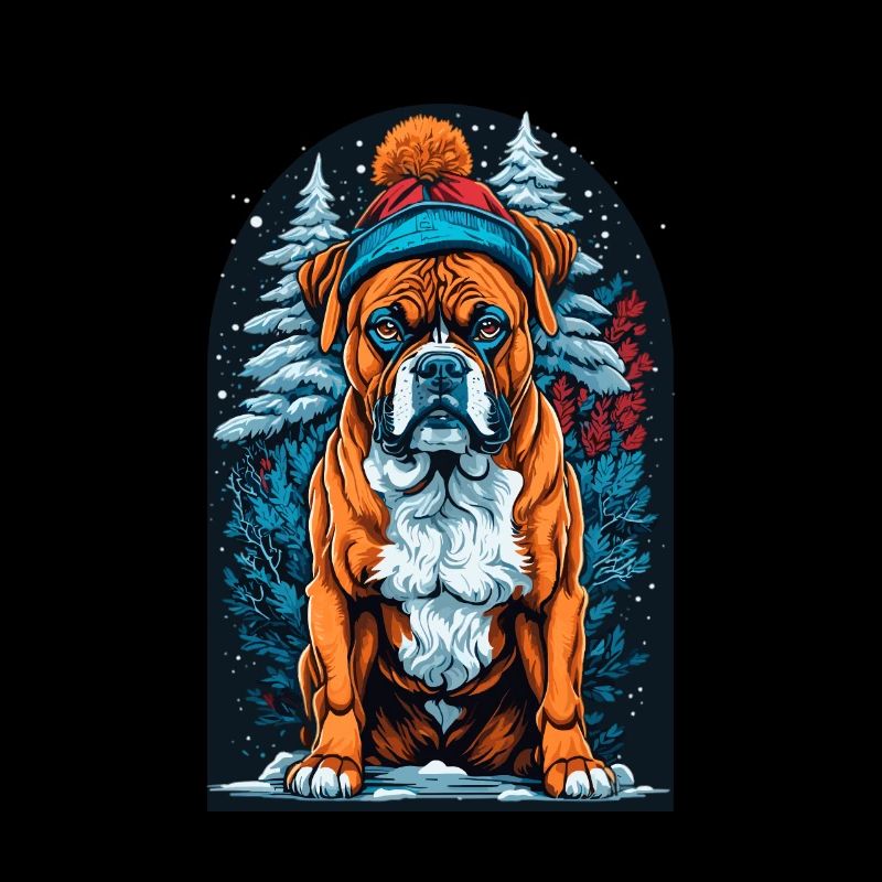 Boxer In Winter Hat Happy Boxer