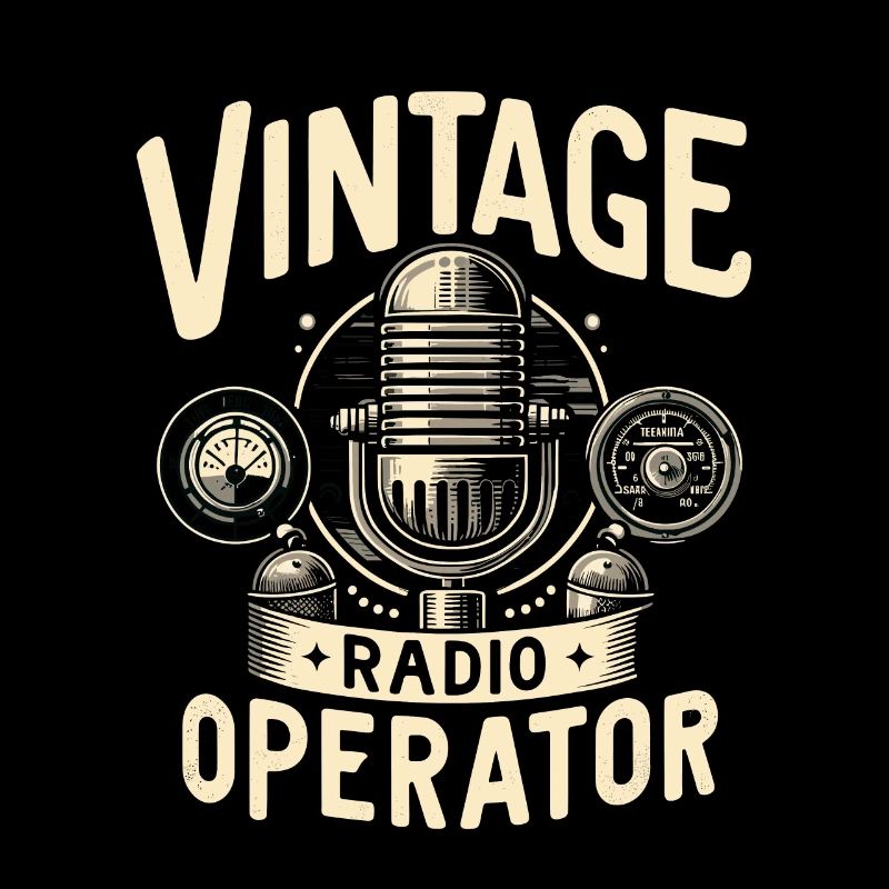 Retro Radio Operator Microphone Graphic